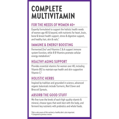 New Chapter Frauen Multivitamin 40+ mit extra B6 & B12, Biotin für Haarwachstum, D3, Vitamin C, Zink für Immun- & Stressunterstützung, magenfreundlich auf nüchternen Magen, einmal täglich, Non-GMO, glutenfrei, 48 Tabletten