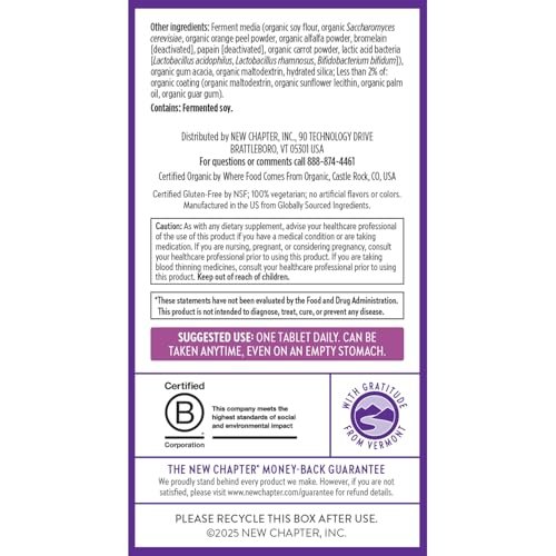 New Chapter Frauen Multivitamin 40+ mit extra B6 & B12, Biotin für Haarwachstum, D3, Vitamin C, Zink für Immun- & Stressunterstützung, magenfreundlich auf nüchternen Magen, einmal täglich, Non-GMO, glutenfrei, 48 Tabletten