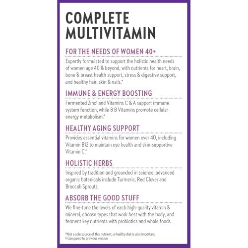 New Chapter Frauen Multivitamin 40+ mit extra B6 & B12, Biotin für Haarwachstum, D3, Vitamin C, Zink für Immun- & Stressunterstützung, magenfreundlich auf nüchternen Magen, einmal täglich, Non-GMO, glutenfrei, 48 Tabletten