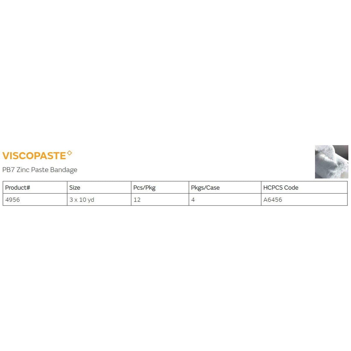 Smith & Nephew Viscopaste PB7 Zinkoxid-Imprägnierter Verband 7,5 cm x 9,1 m, offen gewebter Stoff 4956, 1 Stück