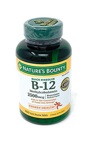 Nature's Bounty Vitamin B-12 2500 mcg Schnell lösliche Tabletten mit natürlichem Kirschgeschmack, 300 Stück