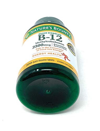 Nature's Bounty Vitamin B-12 2500 mcg Schnell lösliche Tabletten mit natürlichem Kirschgeschmack, 300 Stück