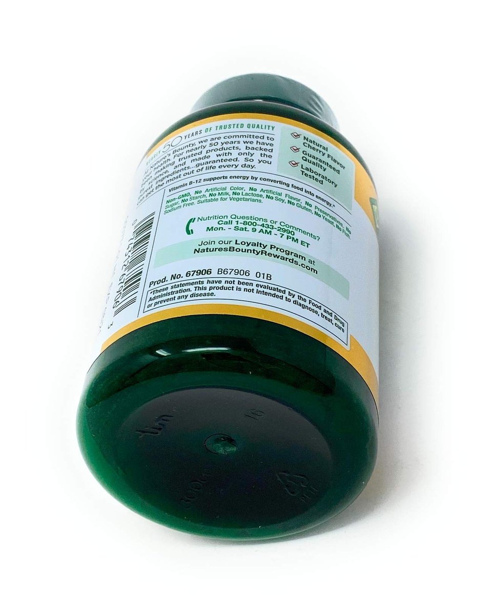 Nature's Bounty Vitamin B-12 2500 mcg Schnell lösliche Tabletten mit natürlichem Kirschgeschmack, 300 Stück