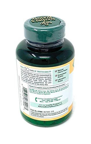 Nature's Bounty Vitamin B-12 2500 mcg Schnell lösliche Tabletten mit natürlichem Kirschgeschmack, 300 Stück