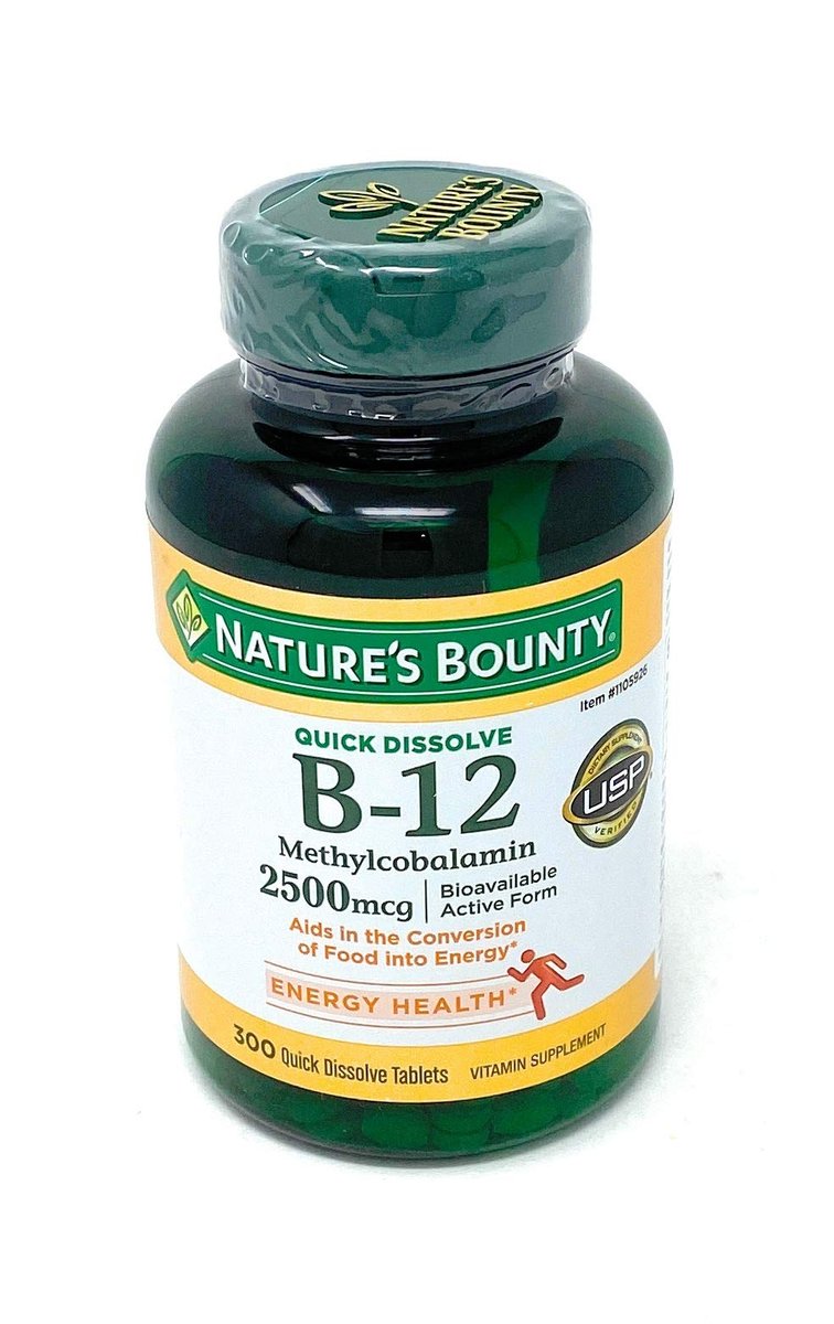 Nature's Bounty Vitamin B-12 2500 mcg Schnell lösliche Tabletten mit natürlichem Kirschgeschmack, 300 Stück