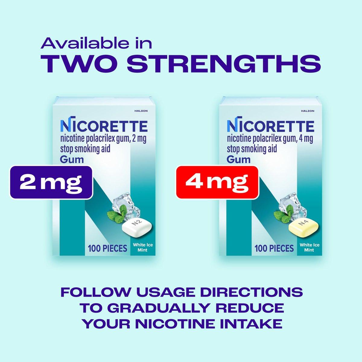 Nicorette 4 mg Nikotinkaugummi mit Verhaltensunterstützung - Weißer Ice Mint Geschmack, Raucherentwöhnungshilfe, 20 Stück