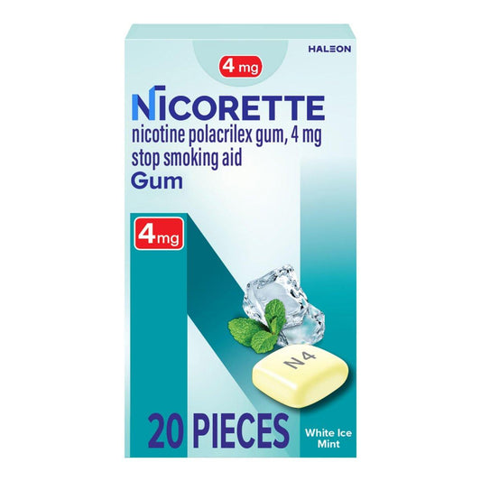 Nicorette 4 mg Nikotinkaugummi mit Verhaltensunterstützung - Weißer Ice Mint Geschmack, Raucherentwöhnungshilfe, 20 Stück