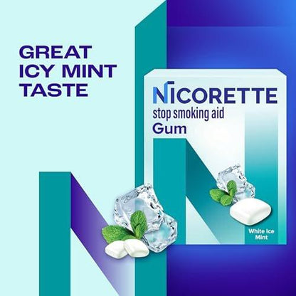 Nicorette 4 mg Nikotinkaugummi mit Verhaltensunterstützung - Weißer Ice Mint Geschmack, Raucherentwöhnungshilfe, 20 Stück