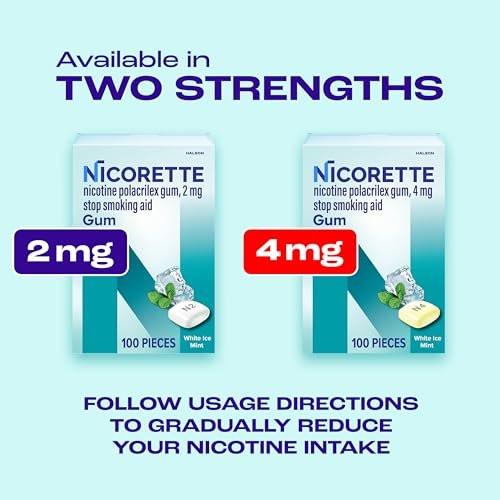 Nicorette 4 mg Nikotinkaugummi mit Verhaltensunterstützung - Weißer Ice Mint Geschmack, Raucherentwöhnungshilfe, 20 Stück