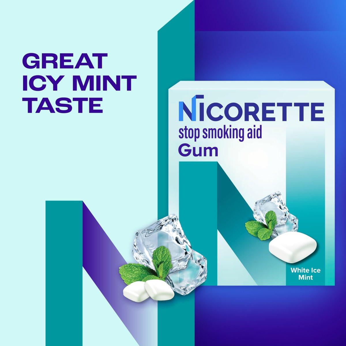 Nicorette 4 mg Nikotinkaugummi mit Verhaltensunterstützung - Weißer Ice Mint Geschmack, Raucherentwöhnungshilfe, 20 Stück