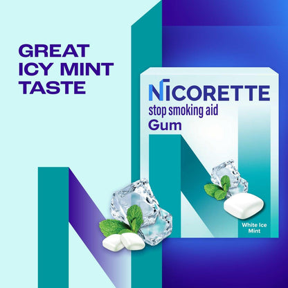 Nicorette 4 mg Nikotinkaugummi mit Verhaltensunterstützung - Weißer Ice Mint Geschmack, Raucherentwöhnungshilfe, 20 Stück
