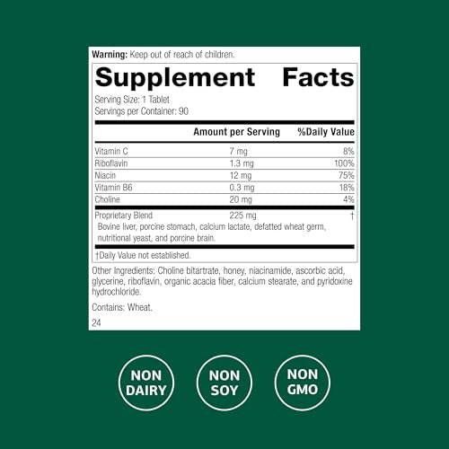 Standard Process Cataplex B2 – Vitamin B2 & B6 für Nervensystem, Gehirn und Nerven – 90 Tabletten