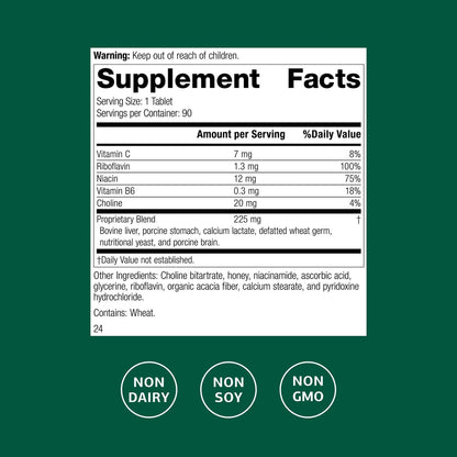 Standard Process Cataplex B2 – Vitamin B2 & B6 für Nervensystem, Gehirn und Nerven – 90 Tabletten