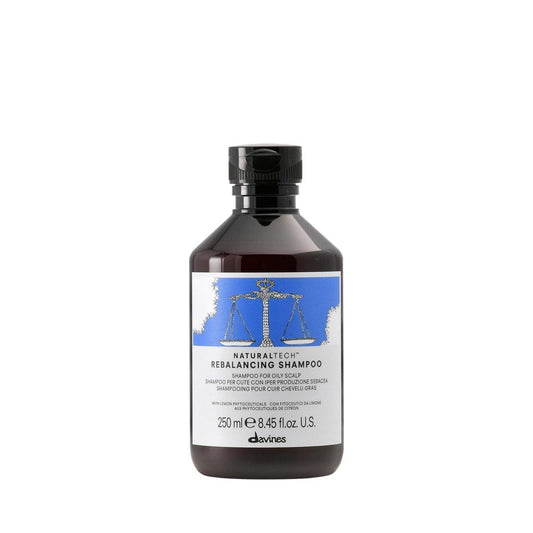 Davines Naturaltech Rebalancing Shampoo – Normalisierendes & ölkontrollierendes Shampoo für fettige Kopfhaut mit Zitronen-Phytozeutika – Tiefenreinigung für fettiges Haar & Kopfhaut, 250 ml