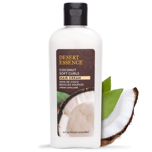 Desert Essence Coconut Soft Curls Haarcreme – Pflegende Lockencreme mit Kokosöl & Haferextrakt, silikonfrei, vegan, 6,4 oz