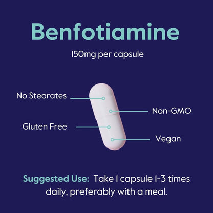BESTVITE Benfotiamin 150mg – 120 vegane Kapseln, ohne Stearate, ohne Siliziumdioxid, vegan, nicht-GVO, glutenfrei