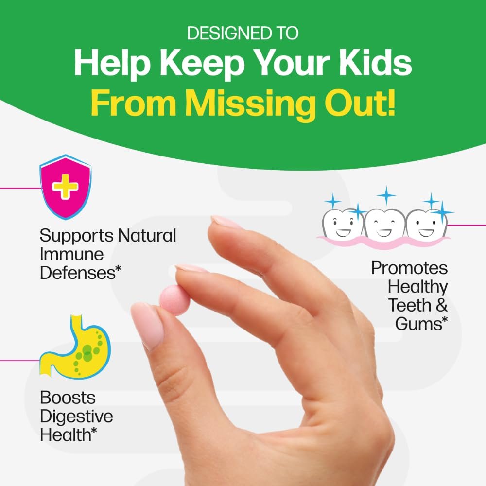 Culturelle Kids Kautabletten Tägliches Probiotikum für Kinder ab 3 Jahren, 30 Stück, #1 von Kinderärzten empfohlene Marke, Natürlicher Beerengeschmack, Unterstützt Verdauung, Mundgesundheit & Immunsystem