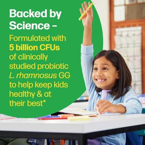 Culturelle Kids Kautabletten Tägliches Probiotikum für Kinder ab 3 Jahren, 30 Stück, #1 von Kinderärzten empfohlene Marke, Natürlicher Beerengeschmack, Unterstützt Verdauung, Mundgesundheit & Immunsystem