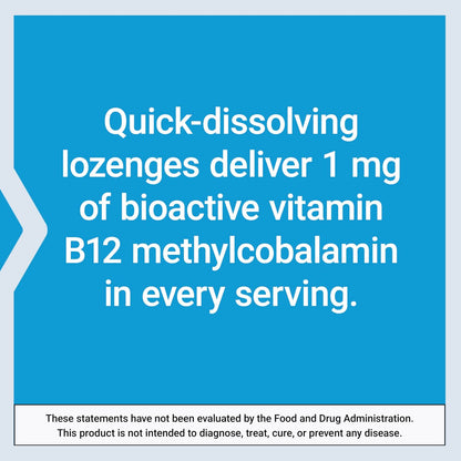 Life Extension Vitamin B12 Methylcobalamin – Nervengesundheit, kognitive Unterstützung, Energie-Vitamin, 1 mg, schnell lösliche Lutschtabletten, vegetarisch, 60 Stück