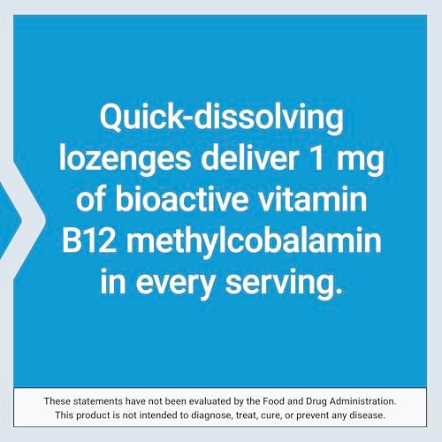 Life Extension Vitamin B12 Methylcobalamin – Nervengesundheit, kognitive Unterstützung, Energie-Vitamin, 1 mg, schnell lösliche Lutschtabletten, vegetarisch, 60 Stück