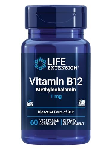 Life Extension Vitamin B12 Methylcobalamin – Nervengesundheit, kognitive Unterstützung, Energie-Vitamin, 1 mg, schnell lösliche Lutschtabletten, vegetarisch, 60 Stück