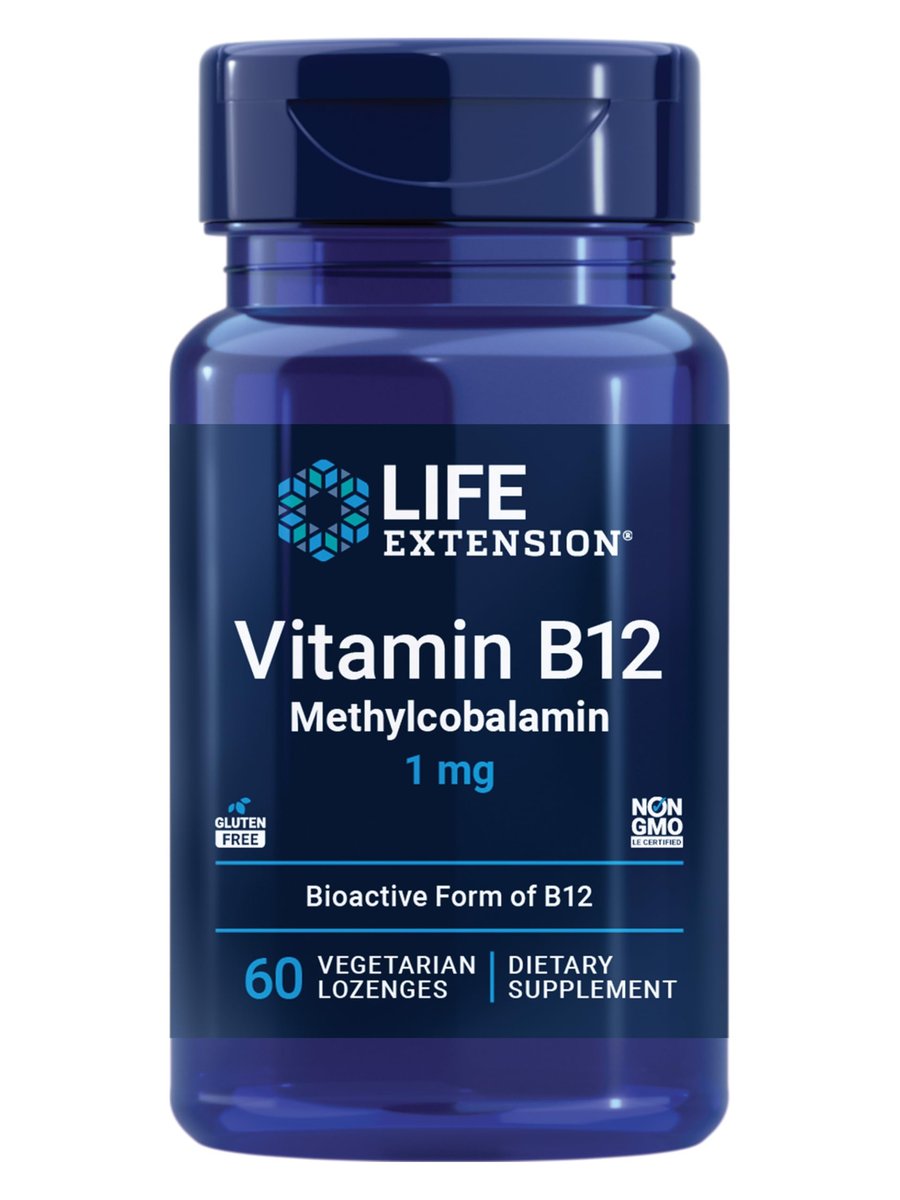 Life Extension Vitamin B12 Methylcobalamin – Nervengesundheit, kognitive Unterstützung, Energie-Vitamin, 1 mg, schnell lösliche Lutschtabletten, vegetarisch, 60 Stück