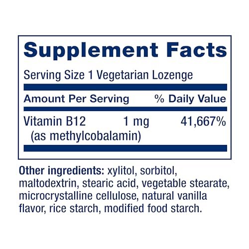 Life Extension Vitamin B12 Methylcobalamin – Nervengesundheit, kognitive Unterstützung, Energie-Vitamin, 1 mg, schnell lösliche Lutschtabletten, vegetarisch, 60 Stück