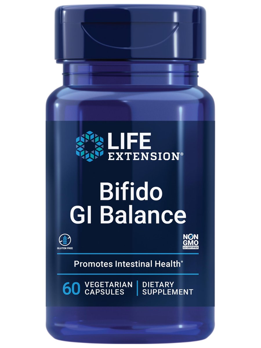 Life Extension Bifido GI Balance - Probiotikum mit Bifidobacterium longum BB536® (2 Milliarden KBE) - Unterstützt gesunden Darm & Verdauung - Glutenfrei, Nicht-GVO, Vegetarisch, 60 Kapseln