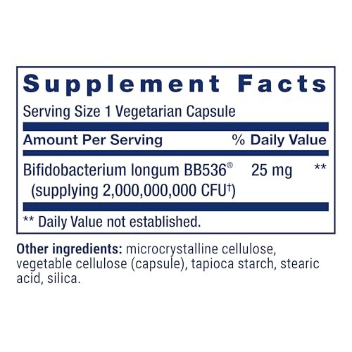 Life Extension Bifido GI Balance - Probiotikum mit Bifidobacterium longum BB536® (2 Milliarden KBE) - Unterstützt gesunden Darm & Verdauung - Glutenfrei, Nicht-GVO, Vegetarisch, 60 Kapseln