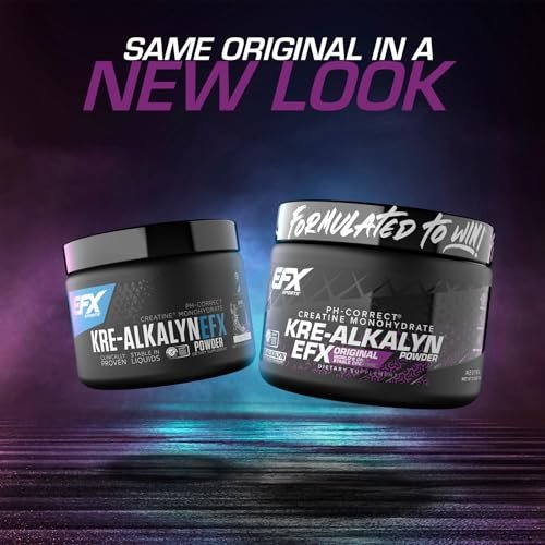 EFX Sports Kre-Alkalyn EFX Pulver | pH-korrigiertes Kreatin-Monohydrat für Kraft, Muskelwachstum & Leistung | 66 Portionen (ungeschmackt)