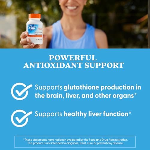 Doctor's Best NAC Detox Regulators – N-Acetyl Cystein 600 mg mit Selen & Molybdän, 60 vegane Kapseln für Lebergesundheit und antioxidative Abwehr