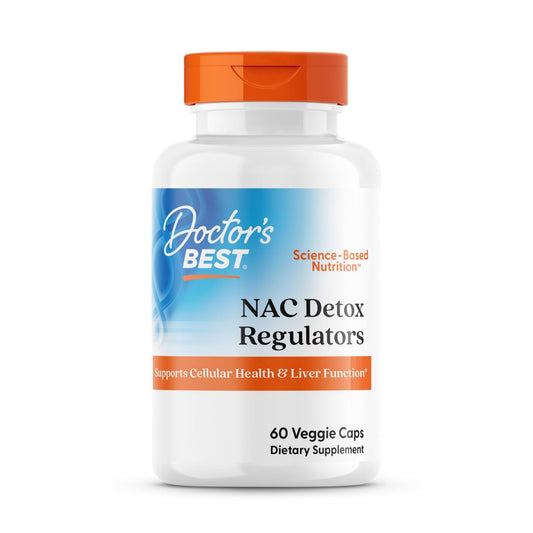 Doctor's Best NAC Detox Regulators – N-Acetyl Cystein 600 mg mit Selen & Molybdän, 60 vegane Kapseln für Lebergesundheit und antioxidative Abwehr