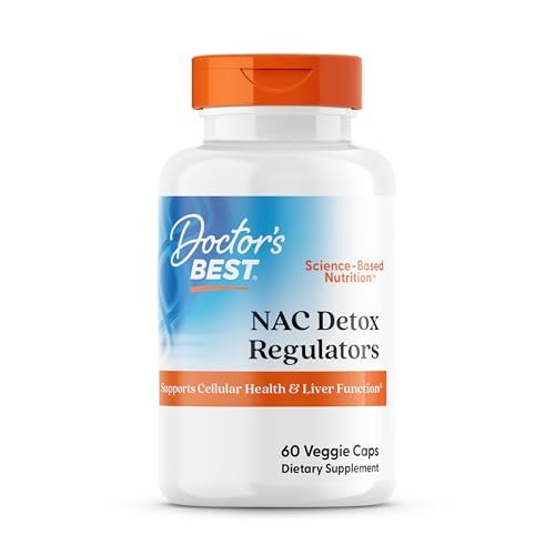 Doctor's Best NAC Detox Regulators – N-Acetyl Cystein 600 mg mit Selen & Molybdän, 60 vegane Kapseln für Lebergesundheit und antioxidative Abwehr