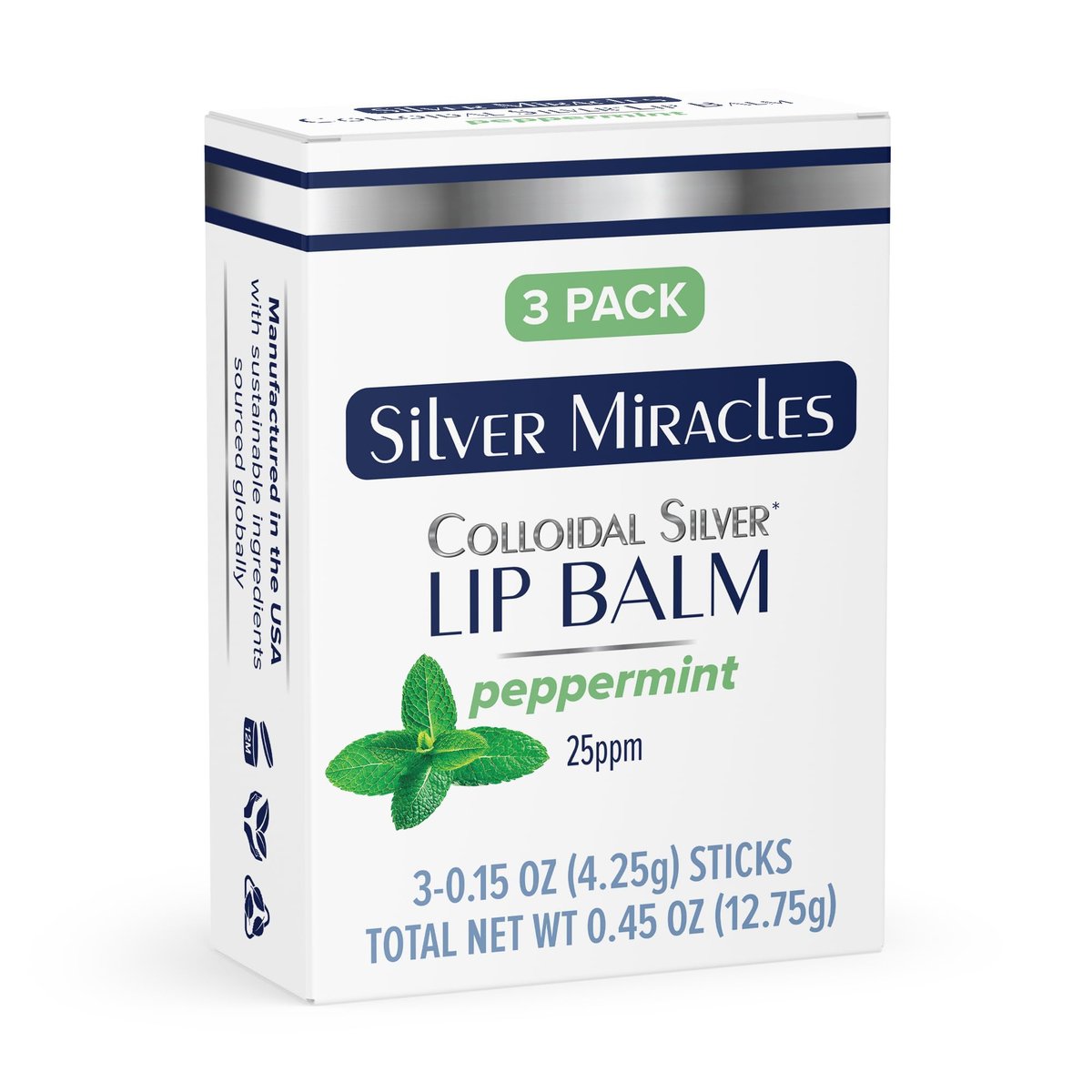 Silver Miracles Kolloidales Silber Lippenbalsam – 3er Pack Tube
