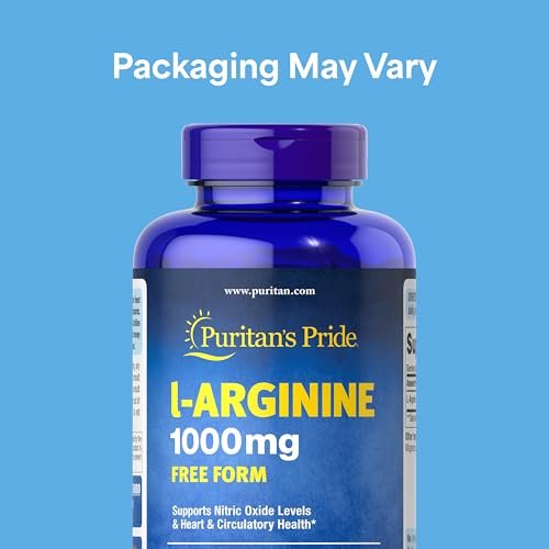 Puritan's Pride L-Arginin 1000 mg – Nahrungsergänzungsmittel zur Unterstützung des Stickstoffmonoxidspiegels und der Herz- und Kreislaufgesundheit, 100 Tabletten (100-Tage-Vorrat)