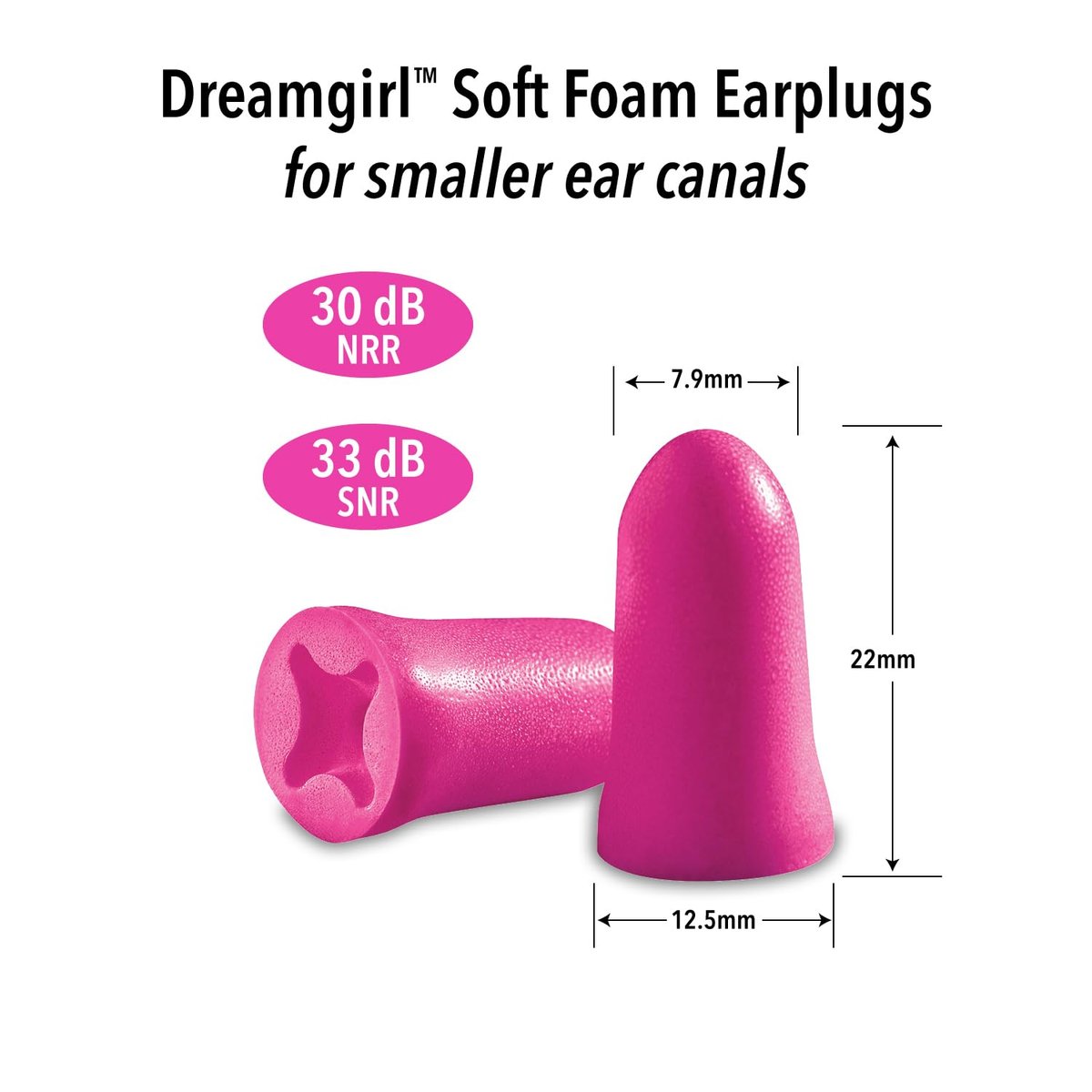 Mack's Dreamgirl Schaumstoff-Ohrstöpsel, 7 Paar mit Reiseetui – Kleine Ohrstöpsel für Schlafen, Schnarchen, Lernen, laute Veranstaltungen, Reisen und Konzerte