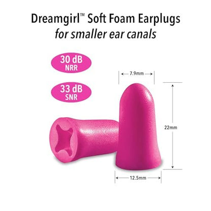 Mack's Dreamgirl Schaumstoff-Ohrstöpsel, 7 Paar mit Reiseetui – Kleine Ohrstöpsel für Schlafen, Schnarchen, Lernen, laute Veranstaltungen, Reisen und Konzerte