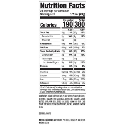 PROBAR MEAL Riegel Peanut Butter Chocolate Chip – 12er Pack, Nicht-GVO, Glutenfrei, Pflanzlich, Vollwertige Zutaten