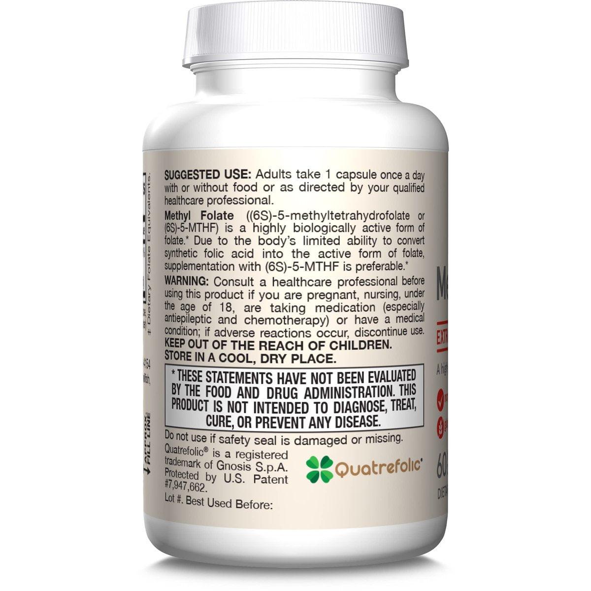Jarrow Formulas Extra Starkes Methylfolat 400 mcg – Nahrungsergänzungsmittel für Herz-Kreislauf- und neurologische Gesundheit, 60 vegane Kapseln, 60 Tage Vorrat