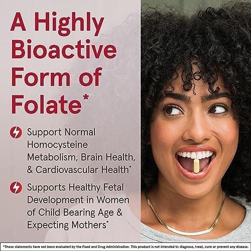 Jarrow Formulas Extra Starkes Methylfolat 400 mcg – Nahrungsergänzungsmittel für Herz-Kreislauf- und neurologische Gesundheit, 60 vegane Kapseln, 60 Tage Vorrat