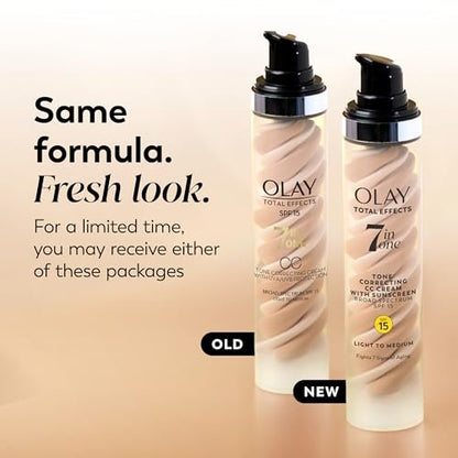 Olay Total Effects Tone Correcting Feuchtigkeitscreme mit Sonnenschutz SPF 15, Hell bis Mittel, 48 ml