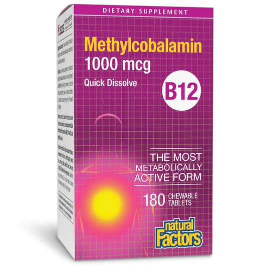 Natural Factors Methylcobalamin 1.000 mcg – Vitamin B12 in metabolisch aktiver Form – 180 Kautabletten zur Unterstützung der Zellbildung und Energieproduktion