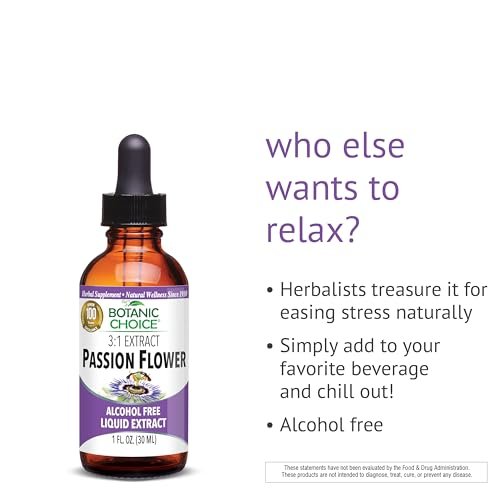 Botanic Choice Passionsblumen-Flüssigextrakt – Alkoholfreies Kräuterergänzungsmittel zur traditionellen Unterstützung der Entspannung – 29,6 ml