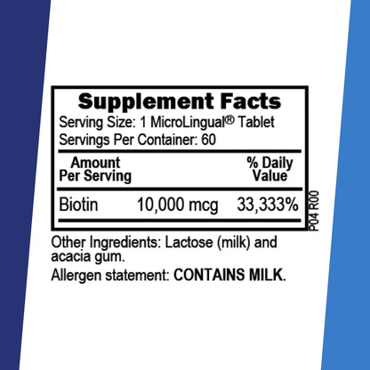 Superior Source Biotin 10.000 mcg – Tägliches Supplement für Haarwachstum, gesunde Nägel & Haut – 60 sublinguale Tabletten
