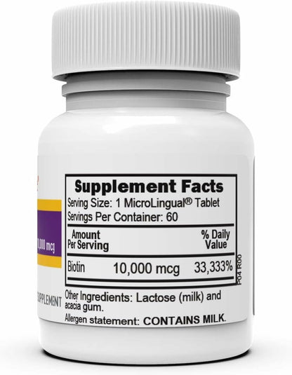 Superior Source Biotin 10.000 mcg – Tägliches Supplement für Haarwachstum, gesunde Nägel & Haut – 60 sublinguale Tabletten