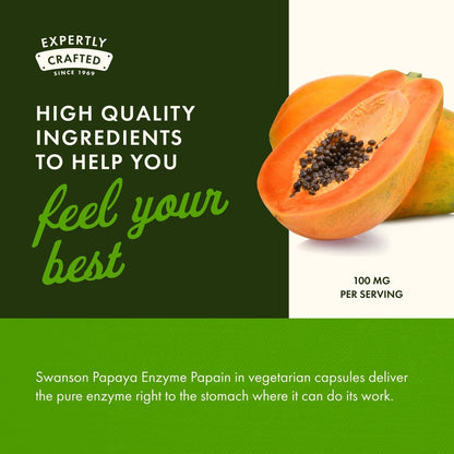 Swanson Papain Papaya Enzym 100 mg – 90 vegane Kapseln für die Verdauung