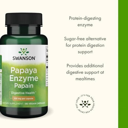 Swanson Papain Papaya Enzym 100 mg – 90 vegane Kapseln für die Verdauung
