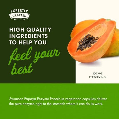 Swanson Papain Papaya Enzym 100 mg – 90 vegane Kapseln für die Verdauung