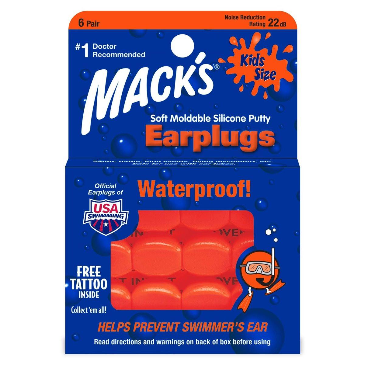 Mack's Soft Moldable Silicone Putty Earplugs - Kindergröße, 6 Paar - Bequeme kleine Ohrstöpsel für Schwimmen, Baden, Reisen, laute Events und Fliegen | Hergestellt in den USA