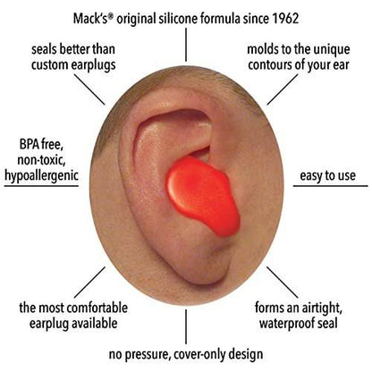 Mack's Soft Moldable Silicone Putty Earplugs - Kindergröße, 6 Paar - Bequeme kleine Ohrstöpsel für Schwimmen, Baden, Reisen, laute Events und Fliegen | Hergestellt in den USA